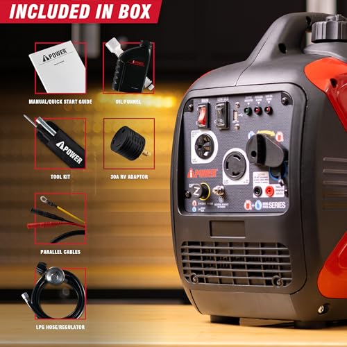 A-iPower 7600W Dual Fuel Quiet Portable Inverter Generator, Electric Start RV Ready, EPA & CARB Compliant CO Sensor