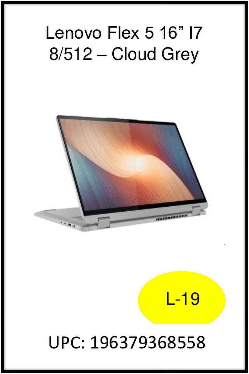 Lenovo Ideapad Flex 5i 16" WUXGA IPS Touchscreen Laptop, Intel Core i7-1255U, 8GB RAM, 512GB SSD, Windows 11 Home, Cloud Grey, 82R80022US