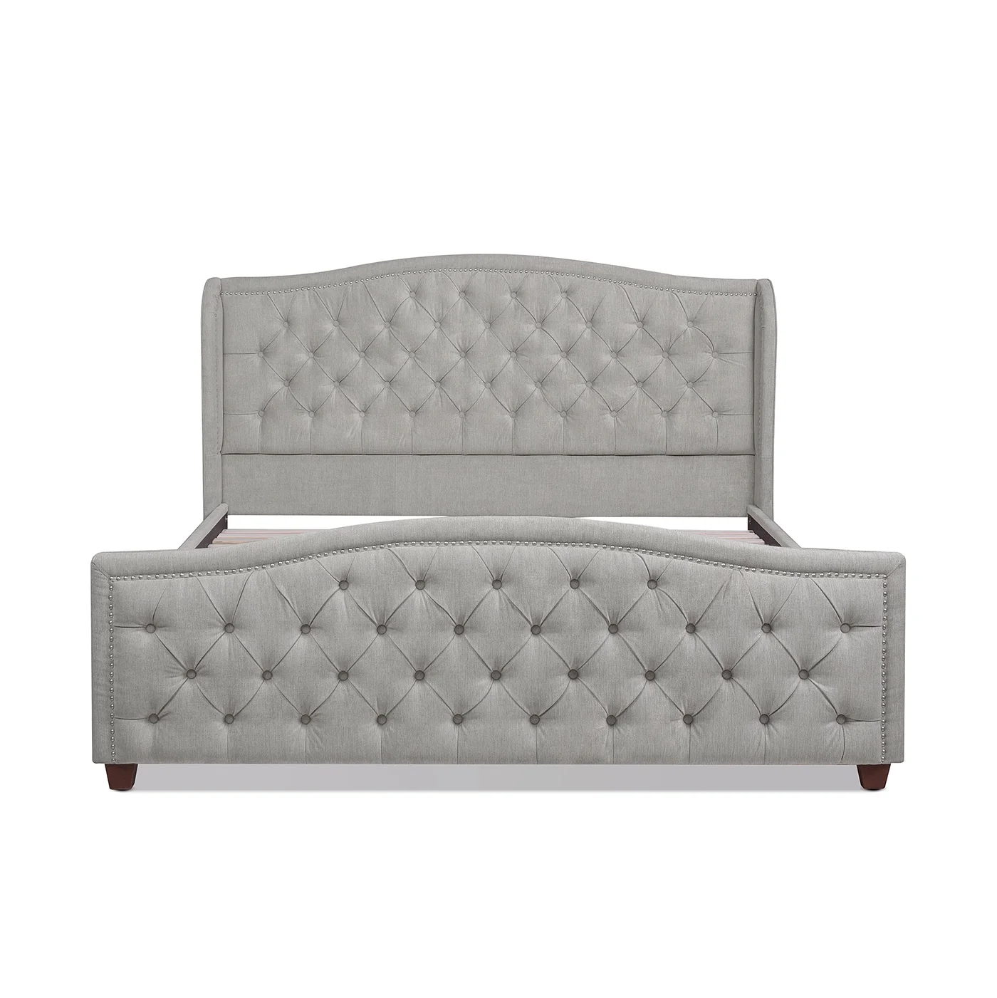 Jennifer Taylor Home Fontana Wingback Upholstered Platform Bed Frame, King, Silver Grey Polyester