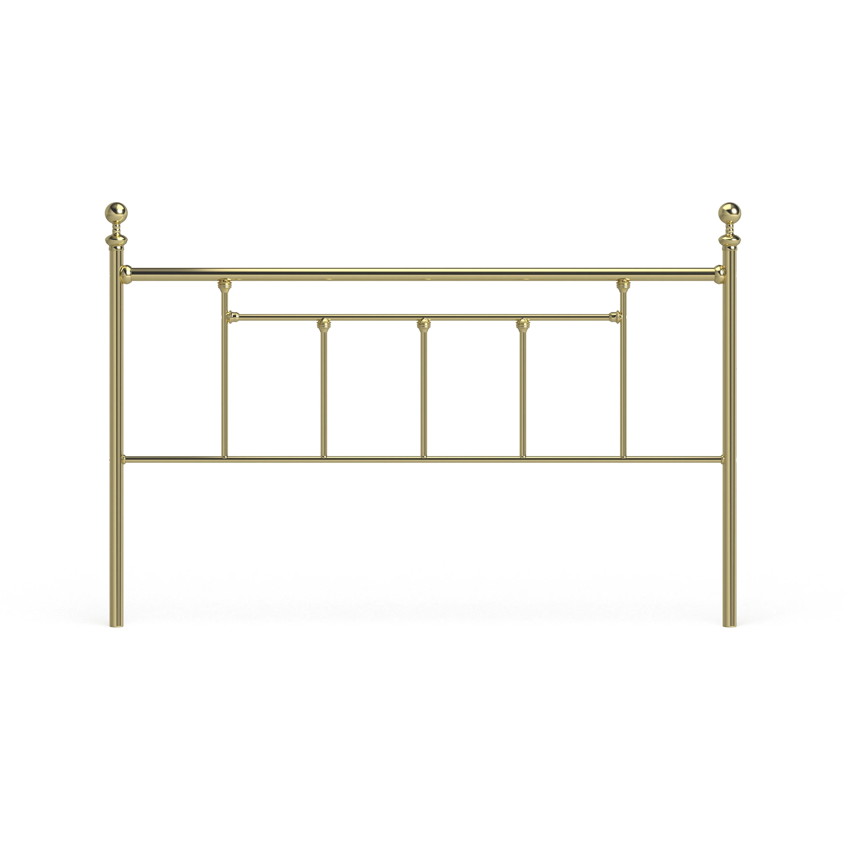 Hillsdale Chelsea Classic Brass Metal Headboard with Round Finials Queen