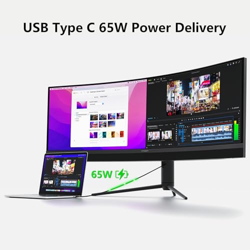 INNOCN 45C1R 45 Inch 5120 x 1440p Ultrawide Curved Gaming Monitor, R1500, HDR400, USB Type-C 90W Power Delivery, PIP/PBP, Built-in Speaker