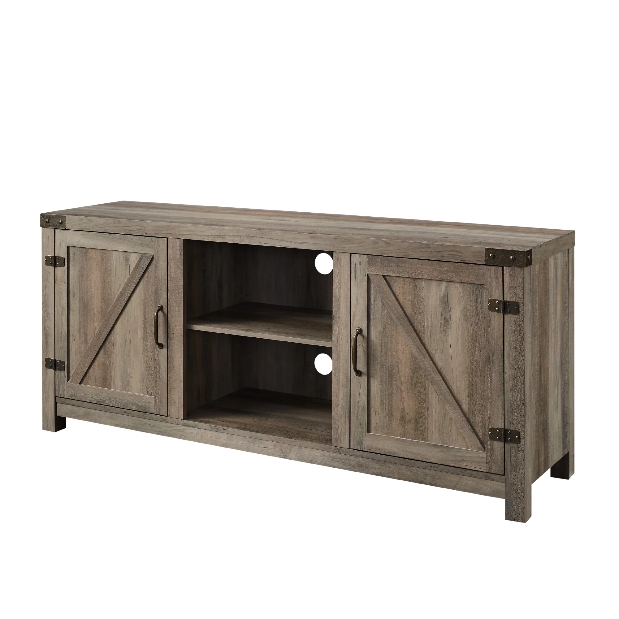 Walker Edison Modern Farmhouse Barn Door TV Stand for TVs up to 65, Grey Wash