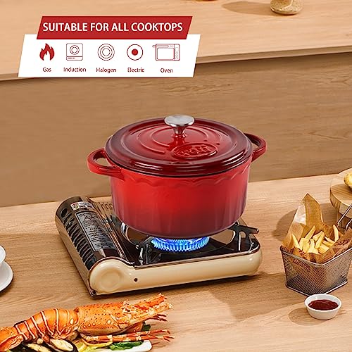 Enamel Cast Iron Dutch Oven - 2 Quarts Dutch Oven Pan With Lid, Durable Enamel Dutch Oven For Bread Baking, Nonstick Bread Dutch Oven