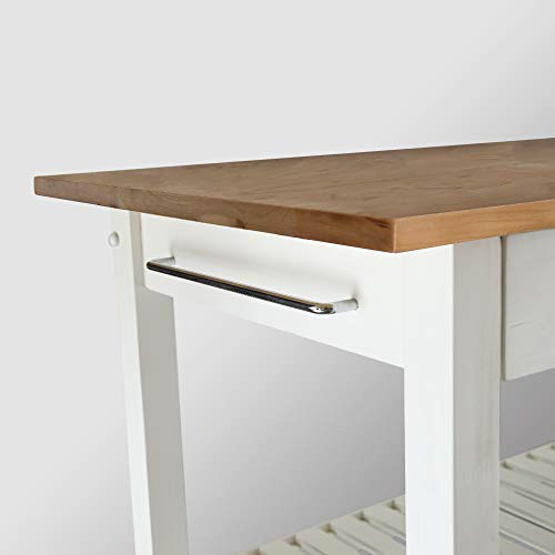 Casual Home Kitchen Island with Solid American Hardwood Top, Natural/White, 40" W (373-91)
