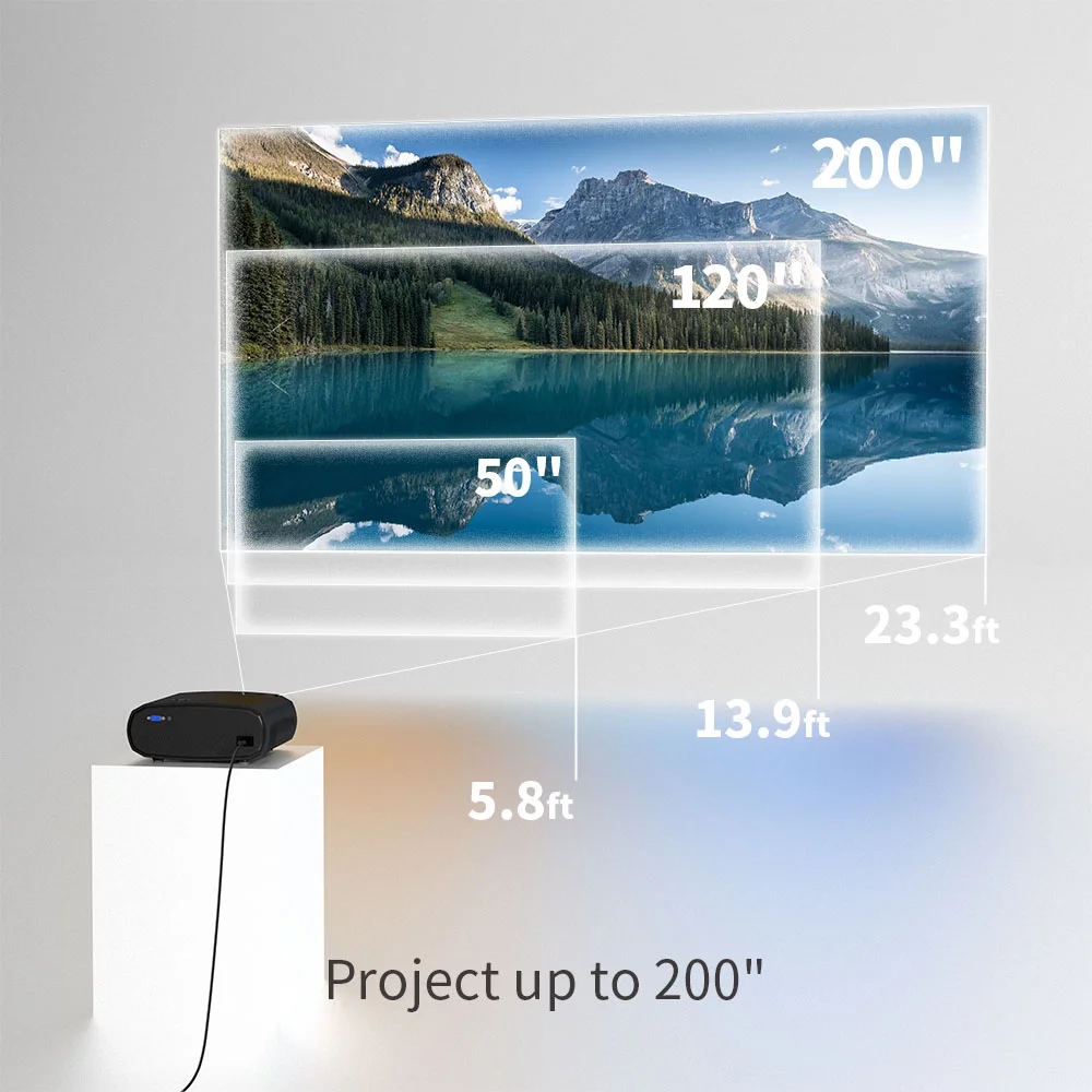 WEWATCH 230ANSI 15000 Lumens Outdoor Projector with 5G WiFi Bluetooth, 100% Zoom & Keystone Correction 1080P Projector