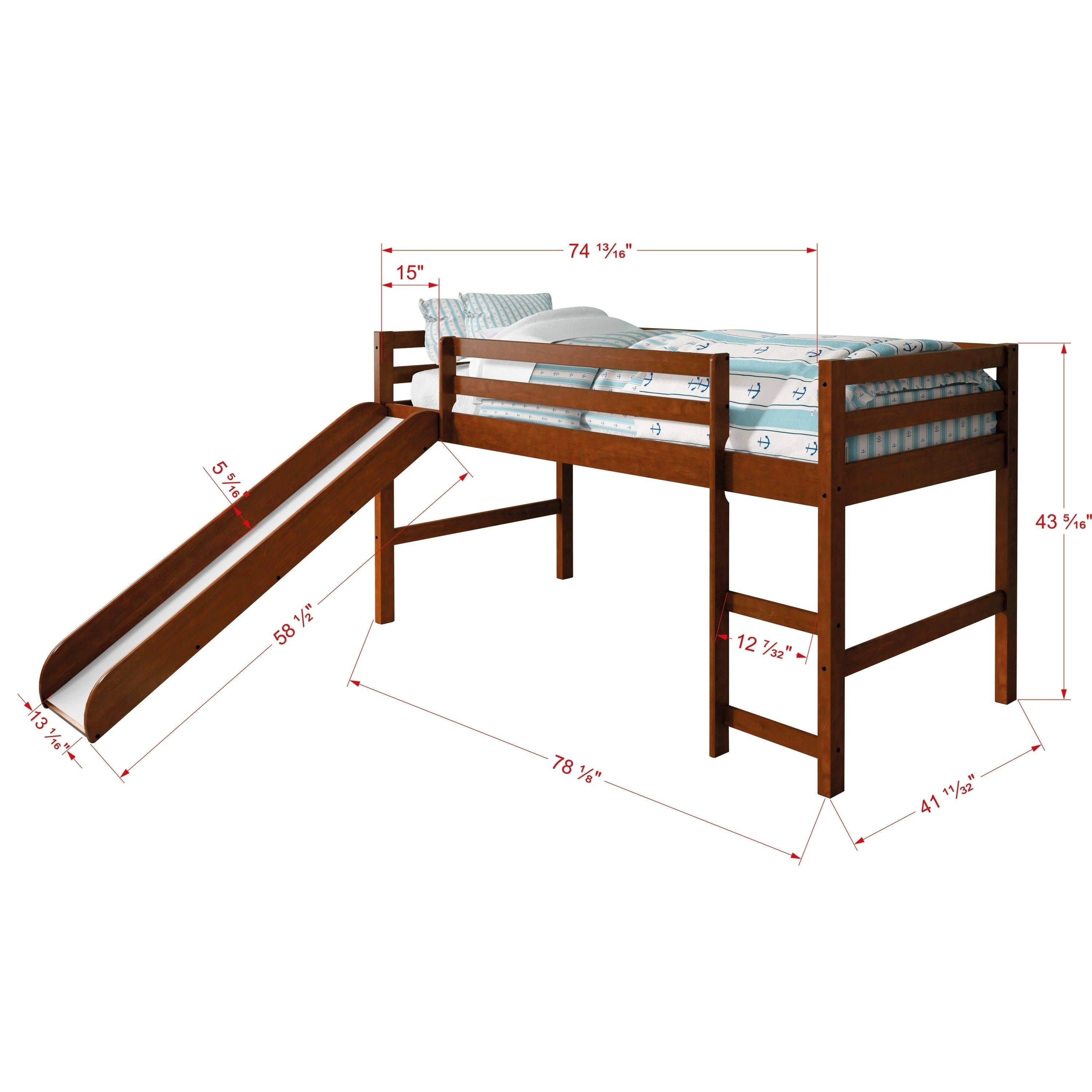 Donco Kids Twin Loft Tent Bed with Slide - Light Espresso