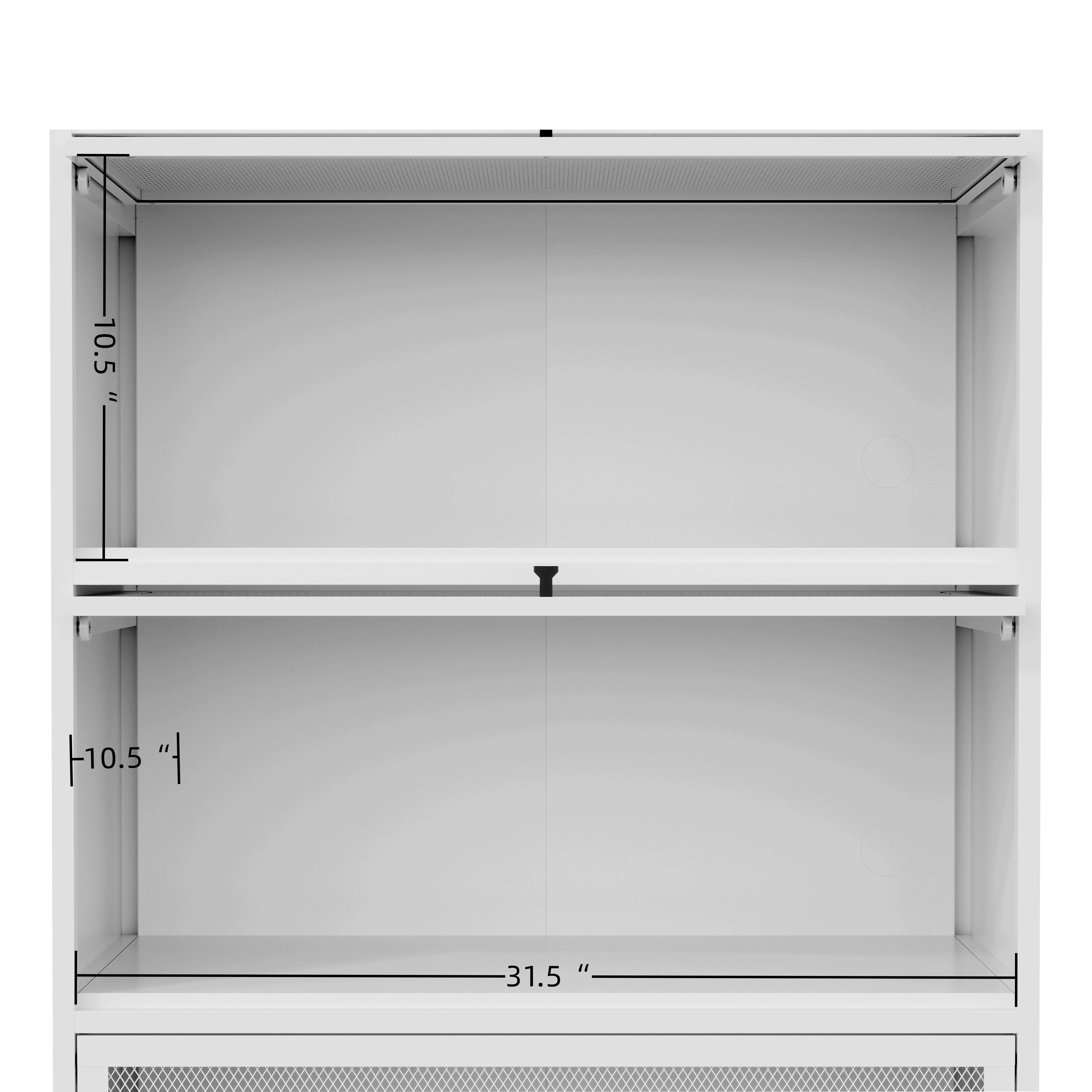 Lumary White 3-Tier Buffet Cabinet: Detachable, Folding Mesh Doors, Sturdy Steel Construction with Excellent Load-Bearing Capacity