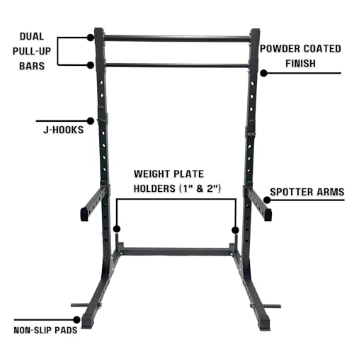 HulkFit Multi-Functional Adjustable Pro Series Power Cage Weight Rack, Squat Rack for Home Gym with 2 Pull Up Bars