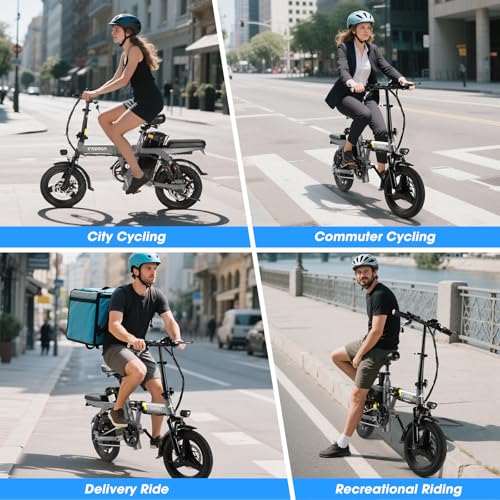 Electric Bike for Adults,14" Folding Adult E Bike with 500W Motor,20 mph,28 Miles Range,Advanced 9-Point Suspension & Pro-Level 44.99% Brake Ratio