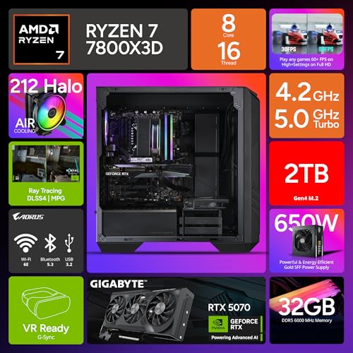 Cooler Master HAF 5 Pro AMD RYZEN 7 7800X3D 4.2 GHz | Gigabyte RTX 5070 12GB & B650 Motherboard | 32GB (2x16GB) DDR5 6000MHz | 2TB Gen4 M.2 | WiFi |