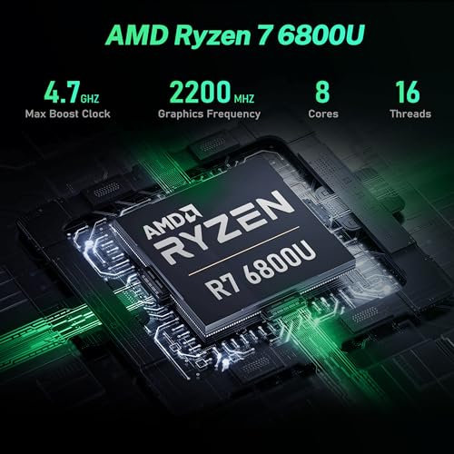 Beelink Mini PC, AMD Ryzen 7 6800U(up to 4.7GHz), 32GB LPDDR5 1TB PCIe4.0, Radeon 680M Graphics Triple 4K Display, Wi-Fi 6/BT5.2