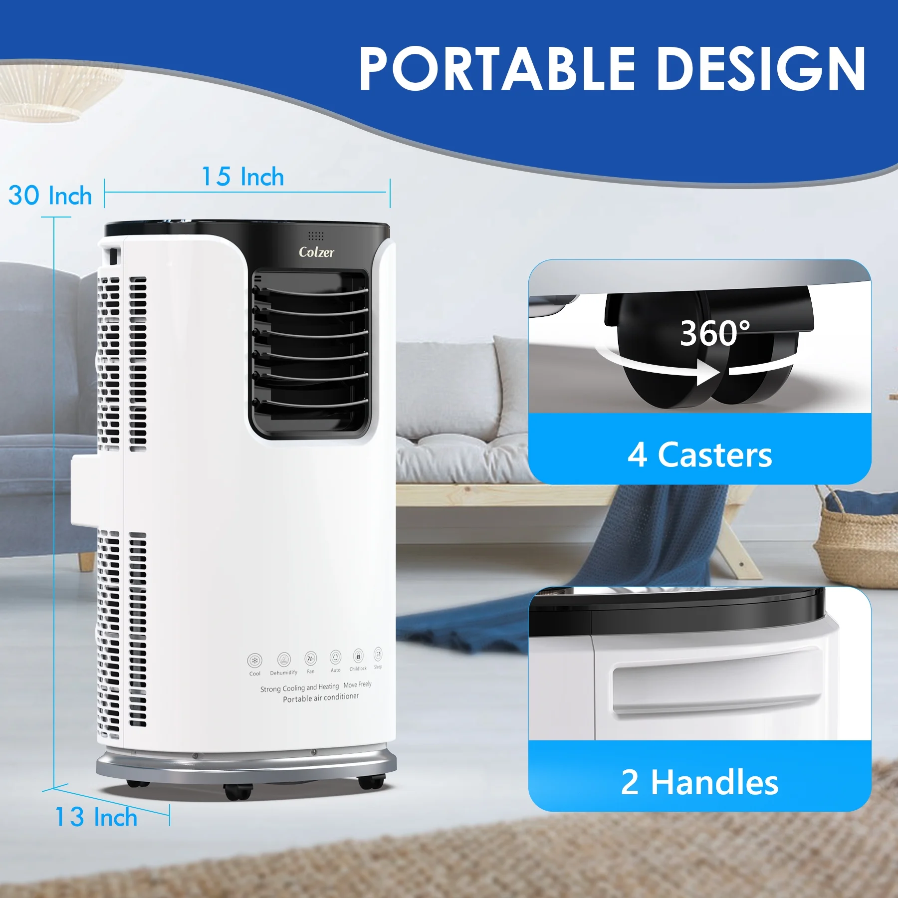 COLZER 14,000 BTU Portable Air Conditioners for 500 Sq. ft. Large Room with Installation Kit
