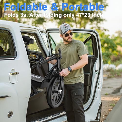 Electric Scooter with Seat, 500W Motor, 14'' Tires, Top Speed 22 mph, Max 27/49 Miles Ranges, Foldable E-Scooter with Suspension