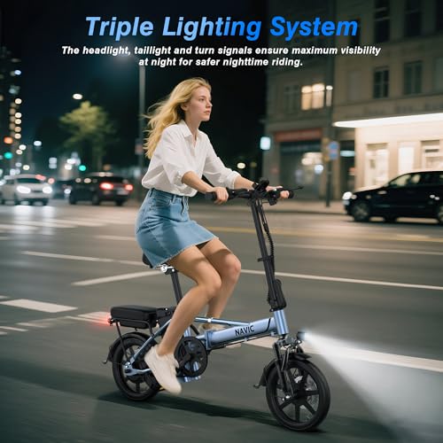 NAVIC Electric Bike for Adults, 14'' Adults Electric Bicycles, Peak 750W Folding Ebike with 499.2/749Wh Removable Battery, Max Speed 22mph