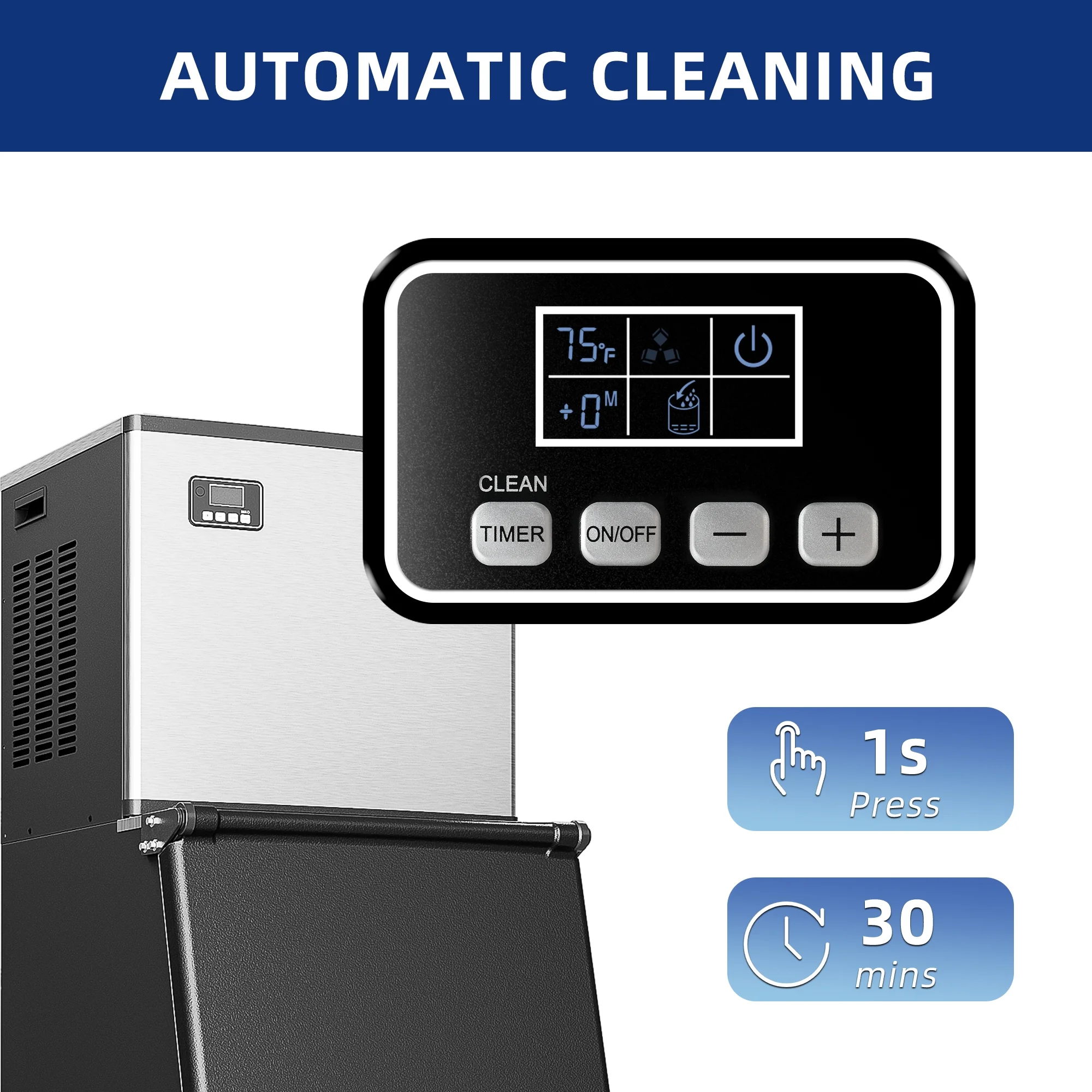 Simzlife 400Lbs/24H Commercial Ice Maker Machine, Freestanding/Built-In, Stainless Steel Clear Ice Cube Maker
