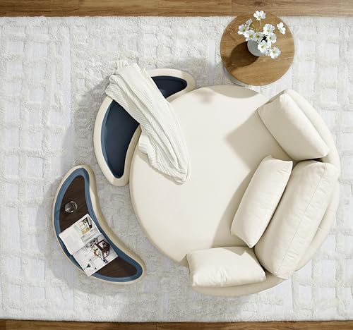 51.5-Inch Oversized Swivel Accent Barrel Chair with Storage Ottoman ,Button Decor and 4 Pillows