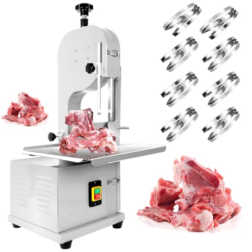 Bone Saw Meat Cutter 1200W Cutter Meat Saw 0.04''-7.8'' Cutting Thickness 20'' x 15'' Table Stainless Steel Meat Band Saws for Butchering 330-500