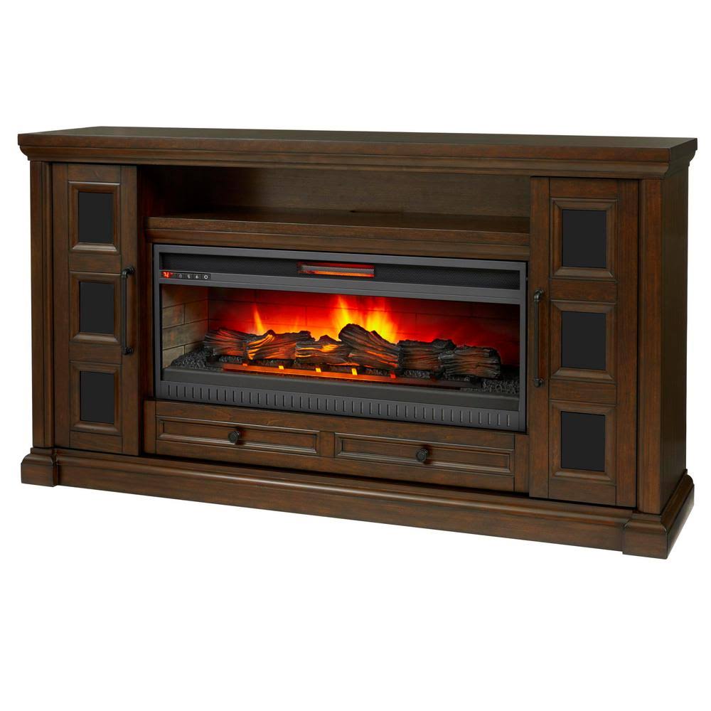 Home Decorators Collection Cecily 72 in. Media Console Infrared Electric Fireplace in Rich Brown Cherry