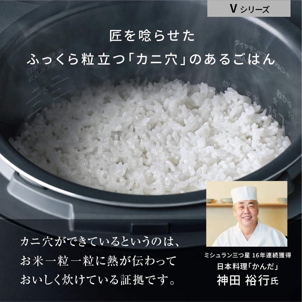 Panasonic Rice Cooker 1 Sho Top Model Bistro Craftsmanship AI Pressurized Hot Air Pump Equipped with 2 Maintenance Parts Light Greyge SR-V18BA-H