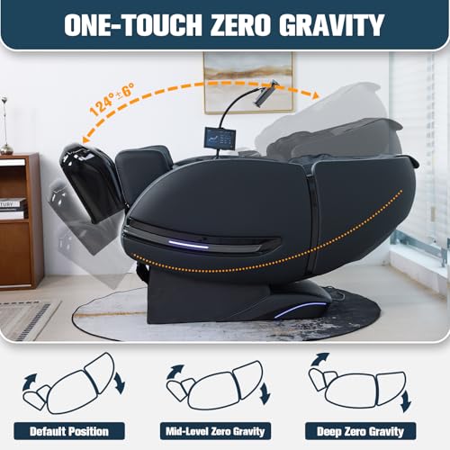 Massage Chair Full Body, 2025 Zero Gravity SL-Track Shiatsu Massage Recliner Chairs with 12 Auto Modes, Foot Rollers, Waist & Calf Heating
