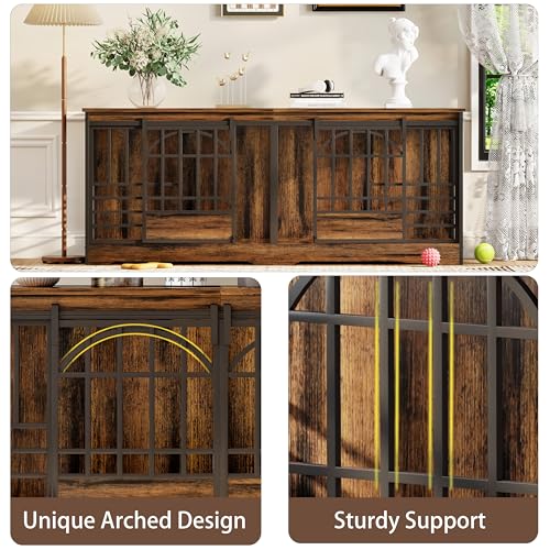 78 Inch Double Dog Crate Furniture, Extra Large Dog Kennel Indoor with Divider, Heavy Duty Dog Cage for 2 Dogs