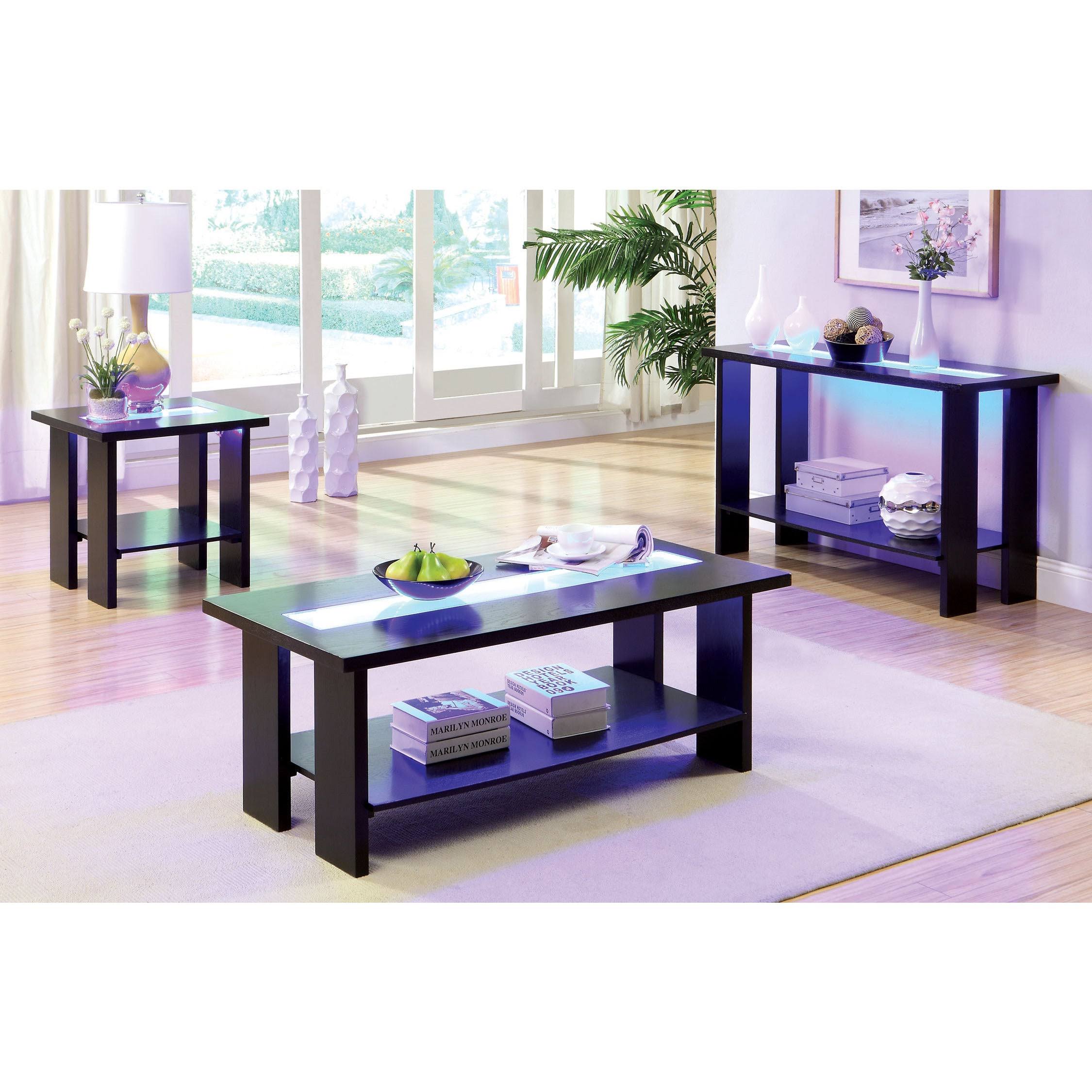 Furniture of America Lumi Contemporary LED Lights Espresso Sofa Table