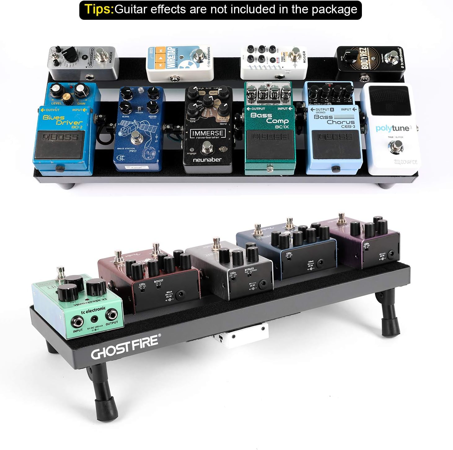 Ghost Fire Guitar Pedal Board Aluminum Alloy Super light Effect Pedalboard with Carry CASE (19.8''x11.5''SPL-04 PC)