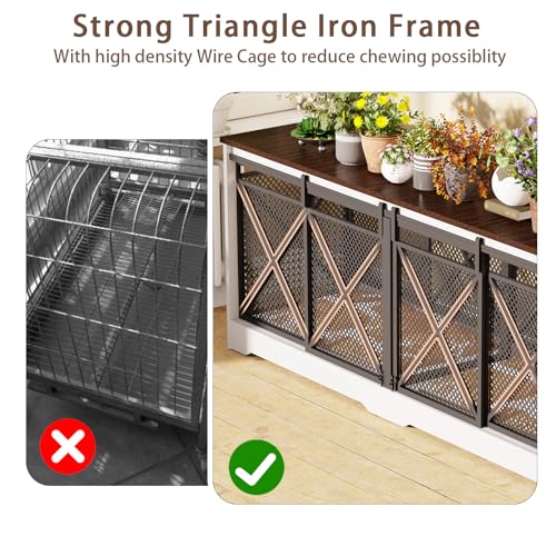 COZPAW 78 Inch Double Dog Crate Furniture, Extra Large Dog Kennel Indoor for Medium Large 2 Dogs
