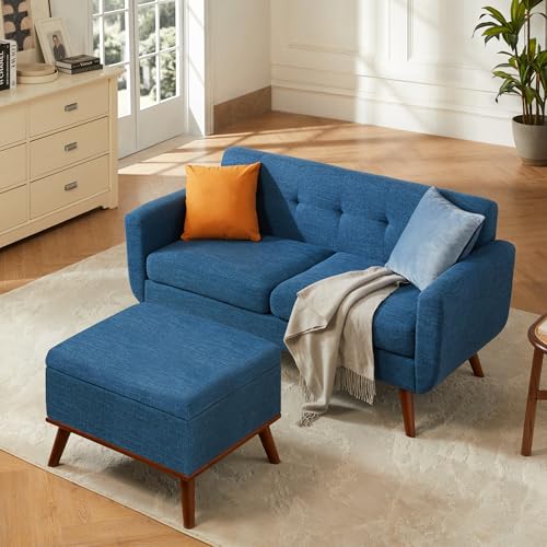 Tbfit L Shaped Couch Sofa, 80" W Mid-Century Modern Sectional Couches, 3 Seater Sofas with Wide Chaise Lounge & Two Pillows