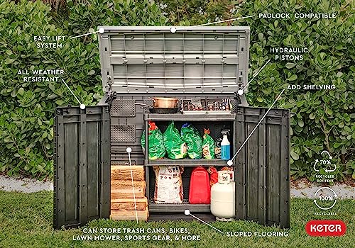 Keter Store-It-Out Prime 4.3 x 3.7 ft. Outdoor Resin Storage Shed with Easy Lift Hinges, Perfect for Yard Tools, Pool Floats and Garden Accessories
