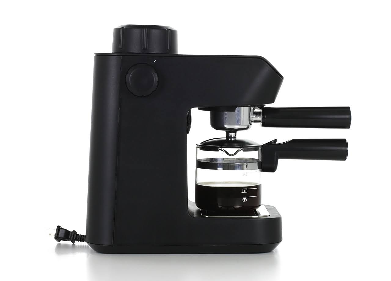 Krups XP1020 Steam Espresso Machine with Glass Carafe, 4-Cup, Black