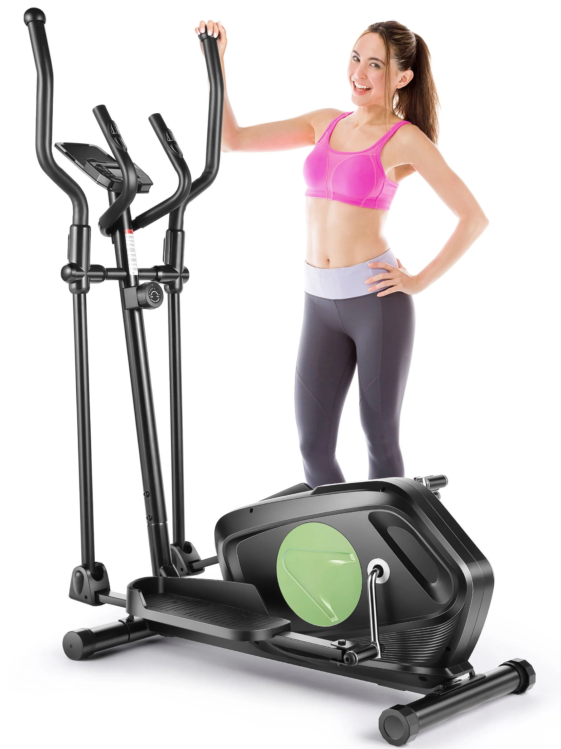 Elliptical Machine 8 Levels Elliptical Trainers with Heart Rate Sensor LCD Monitor Smooth Quiet Driven for Home Gym Office 390lbs Capacity 15inch