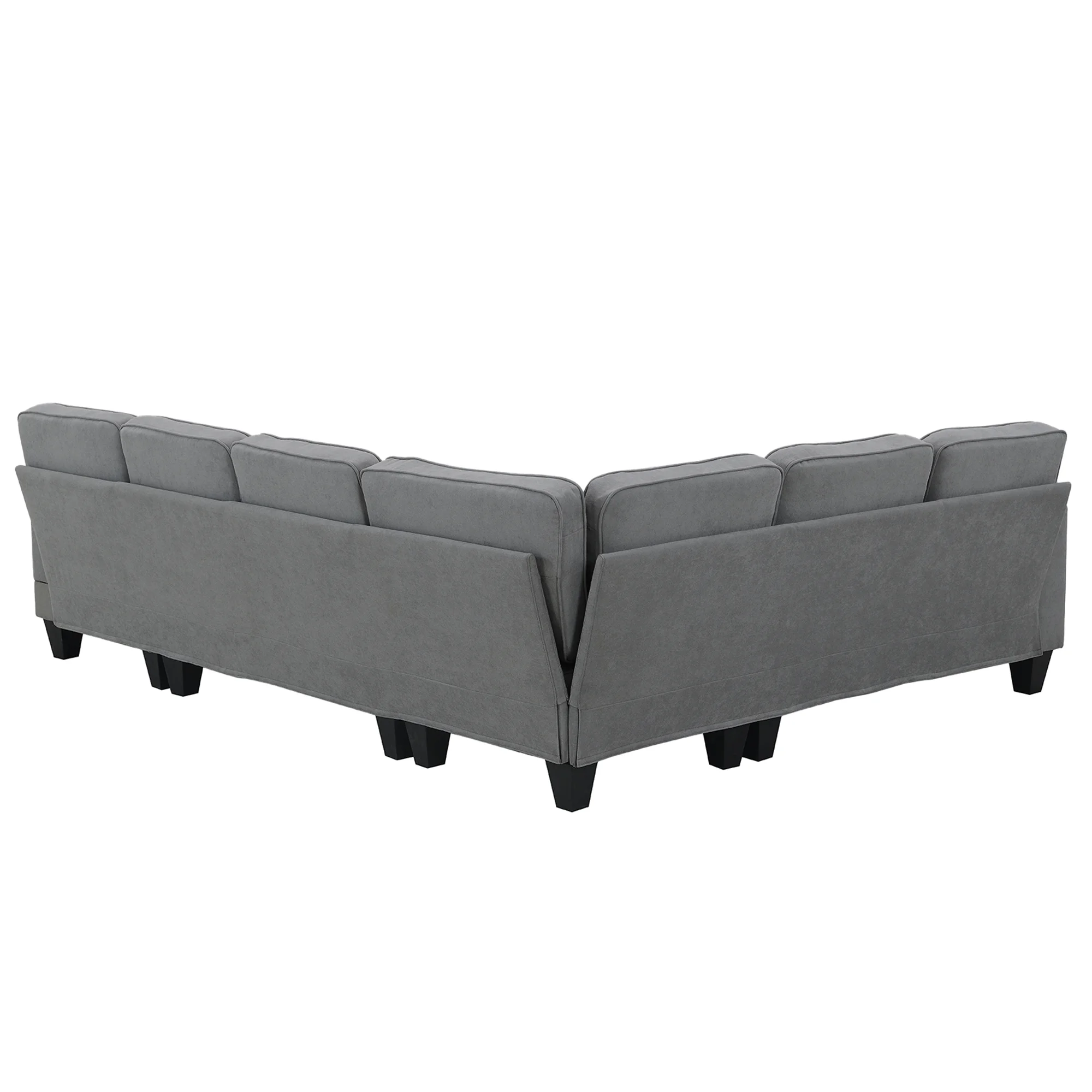 Euroco U Shape Sectional Sofa 7 Seat Modern Living Room Sofa Set with 3 Pillows, 108"x85.5", Dark Gray