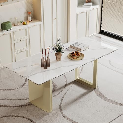 AF ARTISAN FURNITURE 71" Rectangular Sintered Stone Dining Table for 6-8，511