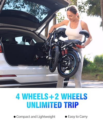 2 Seater Electric Bike for Adults,Mini Bike 500/750 Motor,28MPH,48V/15AH Removable Battery,25-30Miles 16" Fat Tire Commuter Ebike