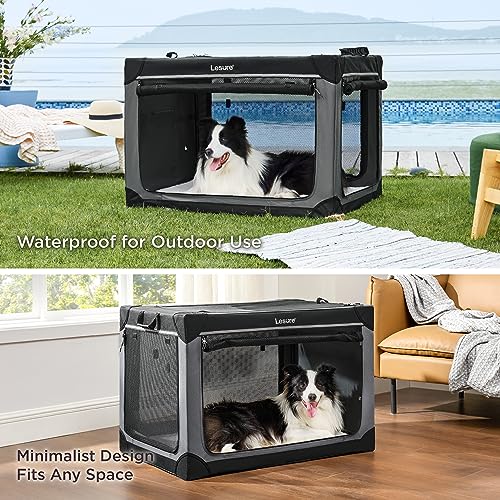Lesure Soft Collapsible Dog Crate - 42 Inch Portable Travel Crate for Extra Large Dogs Indoor & Outdoor