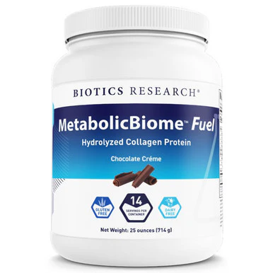 Biotics MetabolicBiome Fuel Hydrolyzed Collagen Protein Chocolate Creme 25oz (714 g) - Kansas Nuitrition - HNZSDS