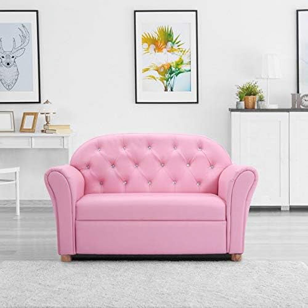 HOOMHIBIU Sofa  PU Leather Upholstered  Sturdy Wood Construction  Armrest Chair for Preschool Children Sofas  37''x17''x22.5''
