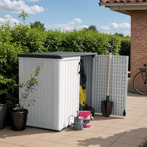 Devoko Outdoor Storage Cabinet 26 Cu Ft with Lockable Doors, Horizontal Storage Shed Waterproof Patio Tools Storage Box for Sofa Cushions