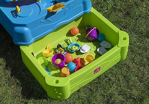 Step2 Waterpark Wonders Two-Tier Water Table, Kids Water Activity Sensory Playset, Comes with Umbrella, Summer Outdoor Toys