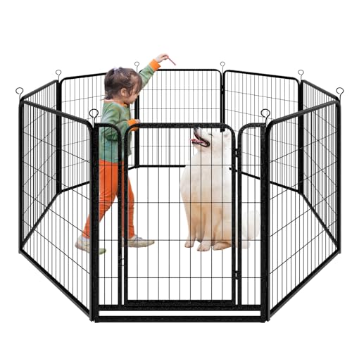 Dog Playpen Outdoor Extra Wide 12 Panels Heavy Duty Anti-Rust Coating-Strengthened Dog Fence 40" Height with Doors Portable for RV Camping Yard