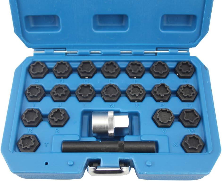 22 pc Wheel Locking Key Set Anti-Theft Wheel Rim Lug Nut Master Removal for Audi Pack of 2