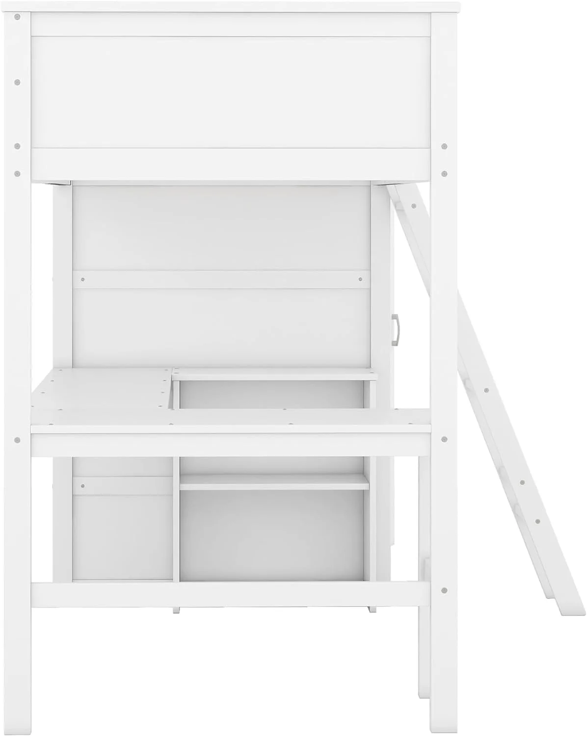 Lof Bed Wih Wardrobe Ad Desk, Wood Size Lof Bed Wih Desk Udereah Ad Sorage Shelves, Lof Bed Wih Close For Kids Boys Girls ees,Whie