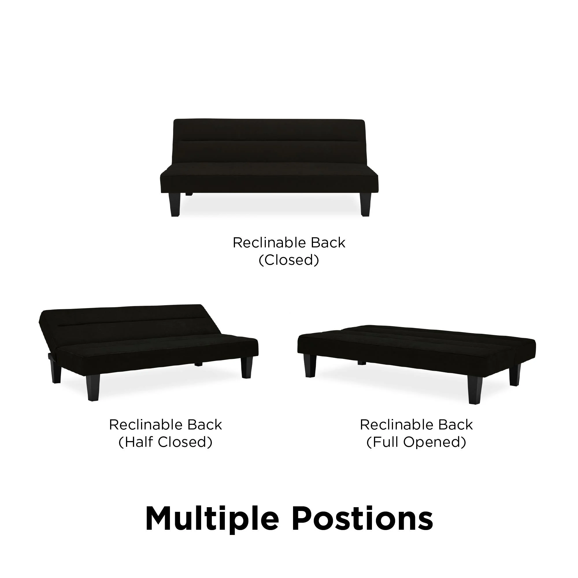 DHP Kebo Futon with Microfiber Cover, Black