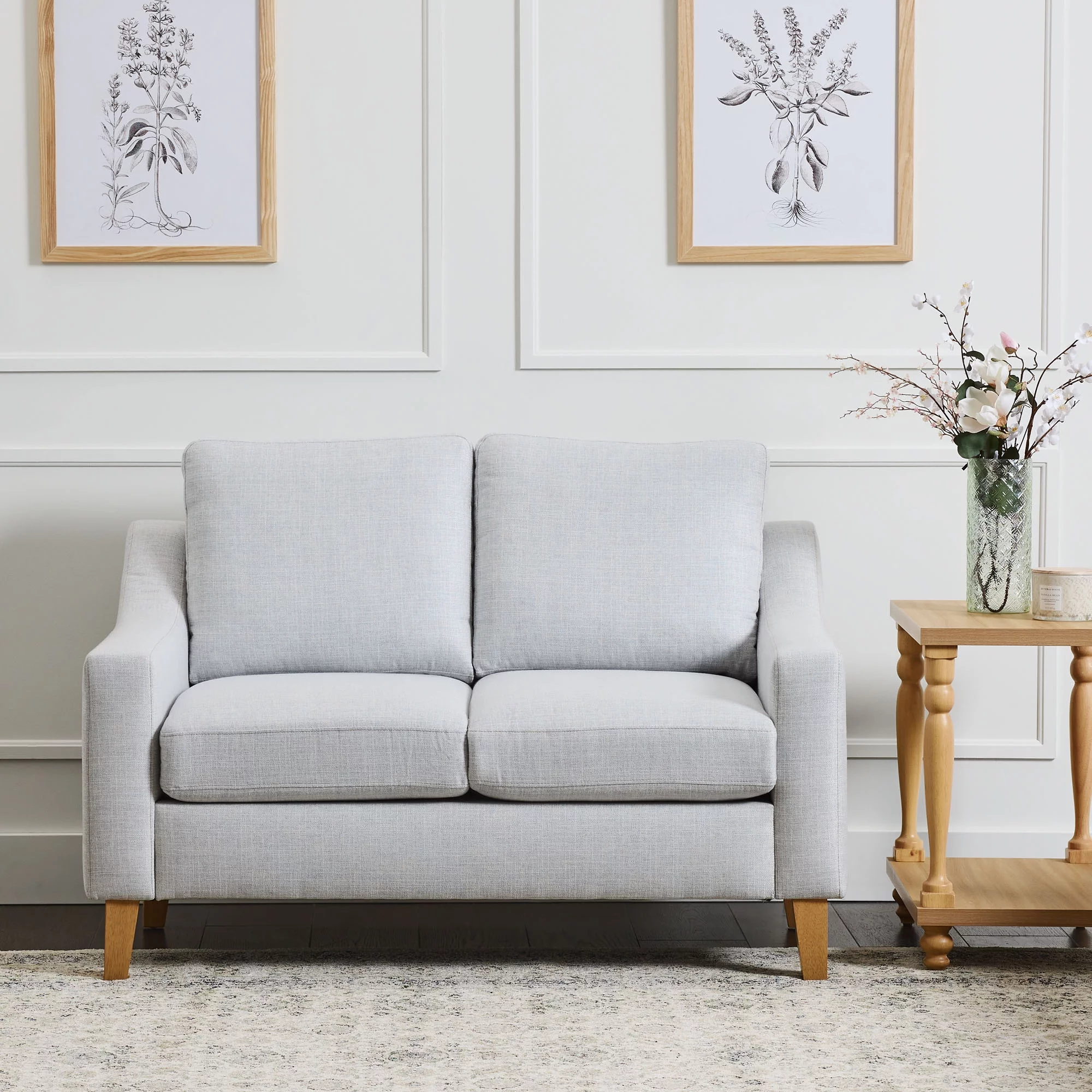 My Texas House Fairview Upholstered Loveseat, Light Gray