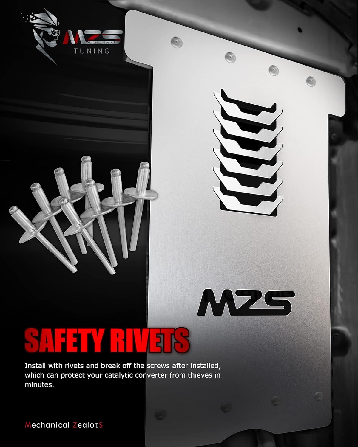 MZS Catalytic Converter Protection Shield, Anti-Theft Cat Protector Compatible with 2016-2022 Prius Gen 4