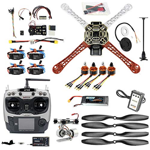 QWinOut DIY FPV Drone Quadcopter 4-axle Aircraft Kit :F450 450 Frame + PXI PX4 Flight Control + 920KV Motor +GPS + AT9 Transmitter + Gimbal Camera