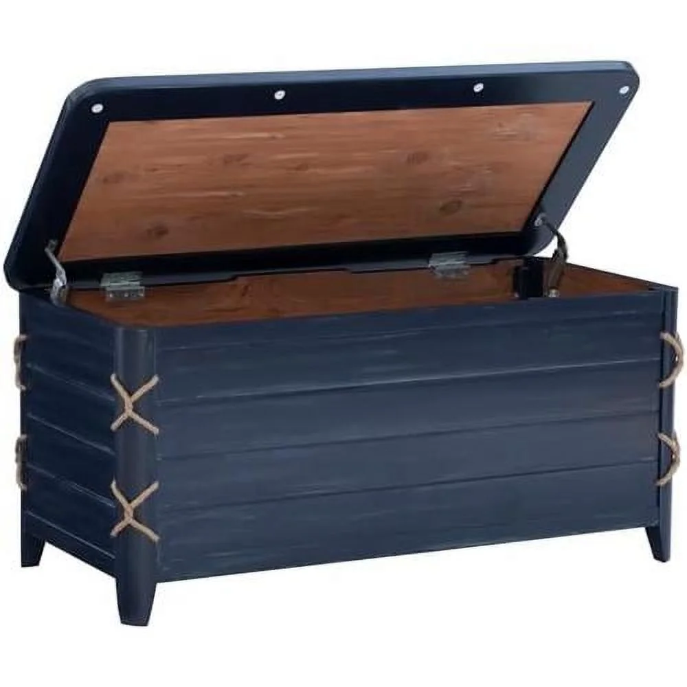 Zana Wood Rope Cedar Lined Storage Chest In Blue