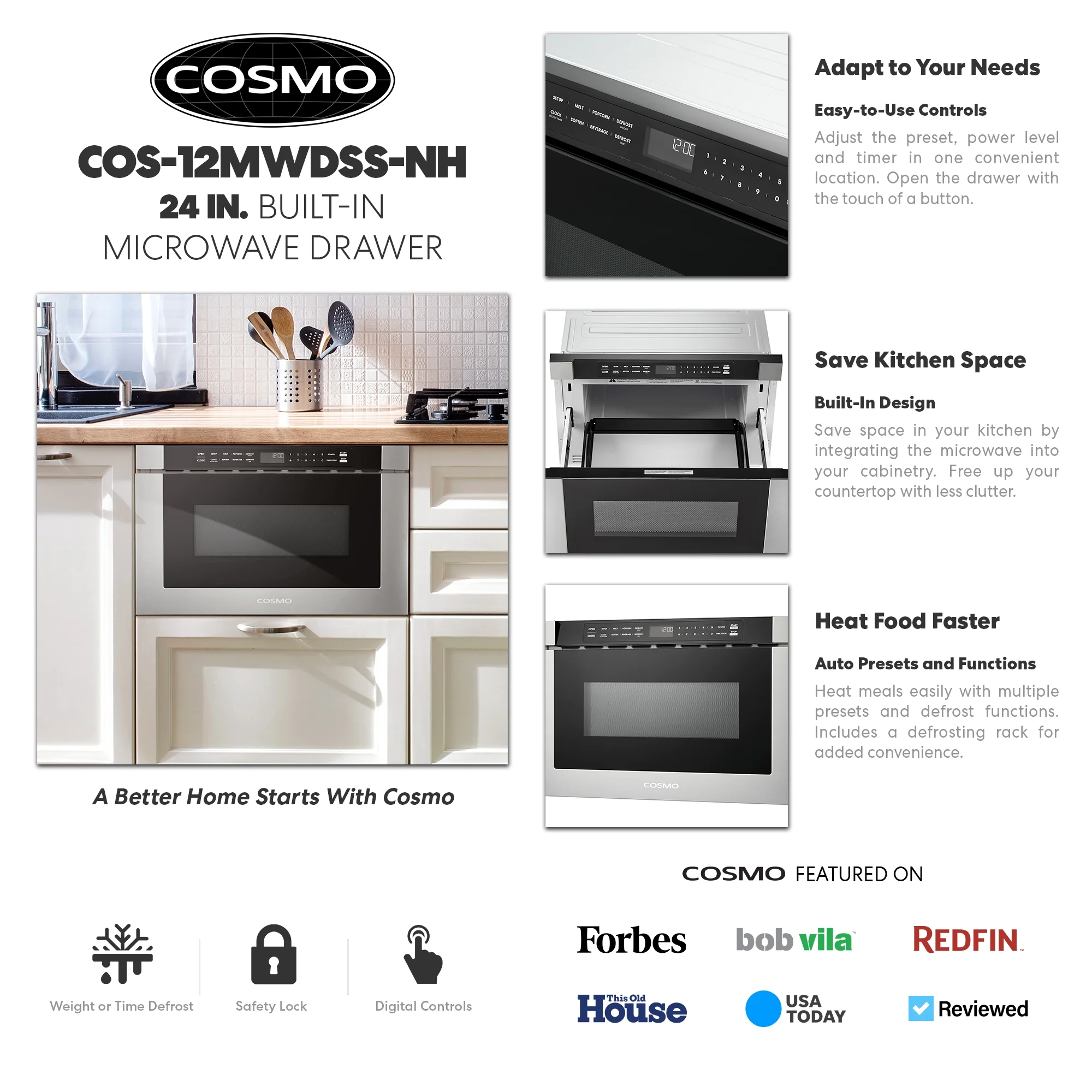24 in. Built-in Microwave Drawer 1.2 cu. ft. Capacity in Stainless Steel