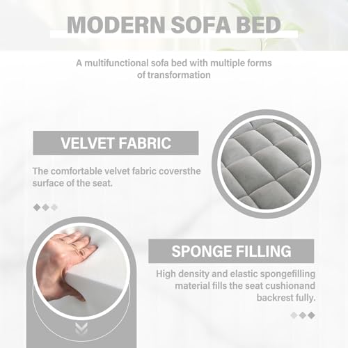 WIIS' IDEA Convertible Sofa Bed,3 in 1 Velvet Sleeper Sofa Pull-Out Bed